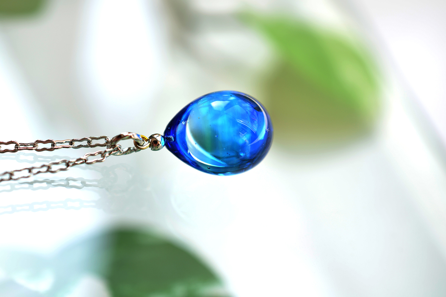 ブルーネックレス＆イヤリングセット（シルバーカラー）